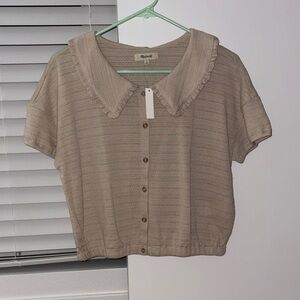 Madewell Cream Peter Pan Collared Top (NWT)